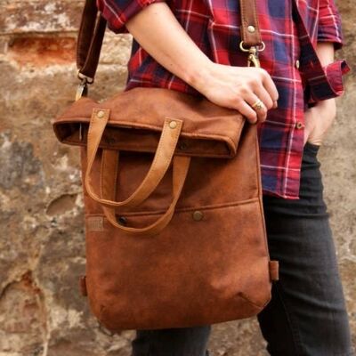 Bag backpack handbag 3in1 /  cognac ginger brown