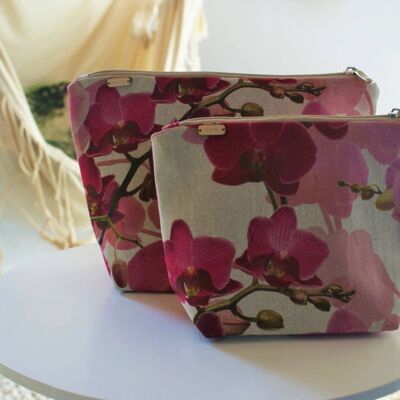 Cosmetic bag  / Beauty bag / vegan bag / Sachet / Orchid