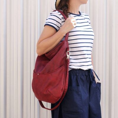 Everyday vegan handbag shoulder bag / burgundy red