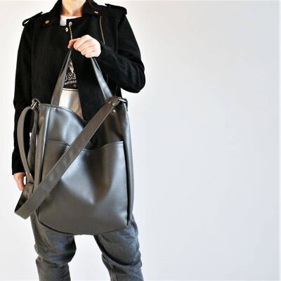 Grey IKS pocket bag / everyday bag / minimal / tote school
