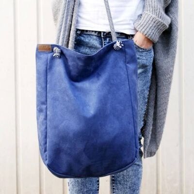 KlasIKS bag vegan blue marine / rope suede fabric cotton