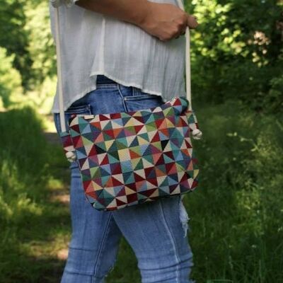 Mini bag vegan bag / geometry boho bag / wedding bag fabric