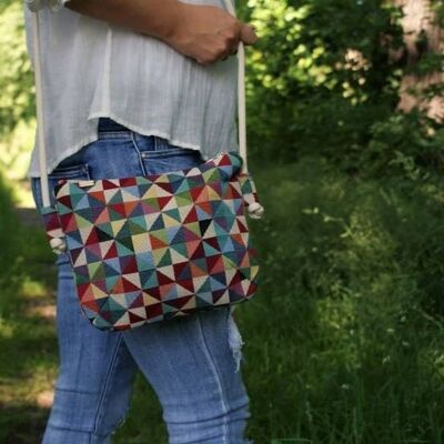 Mini bag vegan bag / geometry boho bag / wedding bag fabric