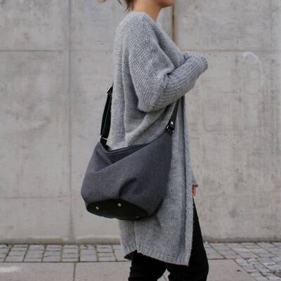 Mini sack vegan bag / black dark grey