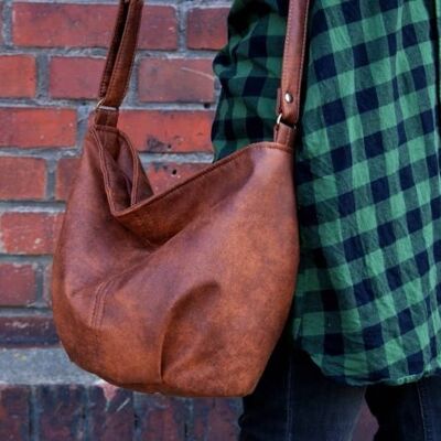 Mini sack vegan bag / brown bronze cognac