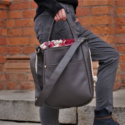 minIKS vegan bag / grey bag / simple bag / floral bag Mod. 1