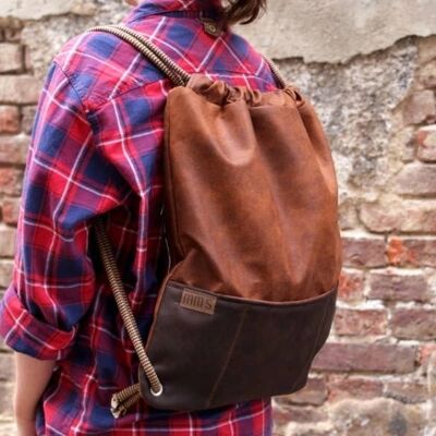 Vegan Backpack Rucksack Bag  / cognac brown ginger