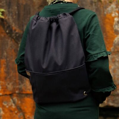 Vegan Backpack Rucksack Bag black / summer autumn