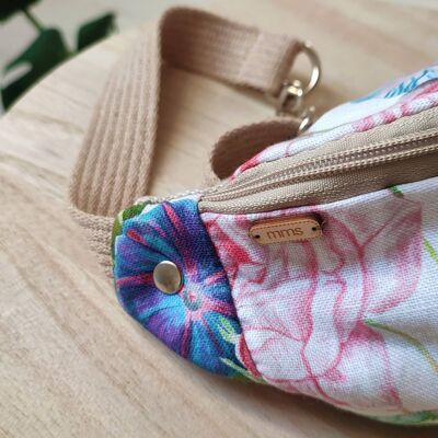 Vegan Fanny pack / linen bag / sachet / pink flower