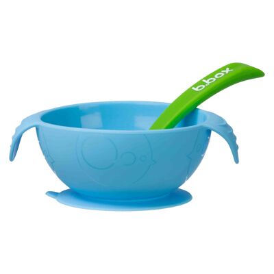 First meal set with suction cup bowl and silicone spoon - Ocean