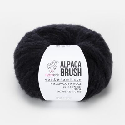 Alpaca Brush, filato in alpaca voluminoso, Black
