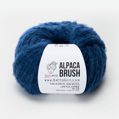 Alpaca Brush, filato in alpaca voluminoso, Night Blue