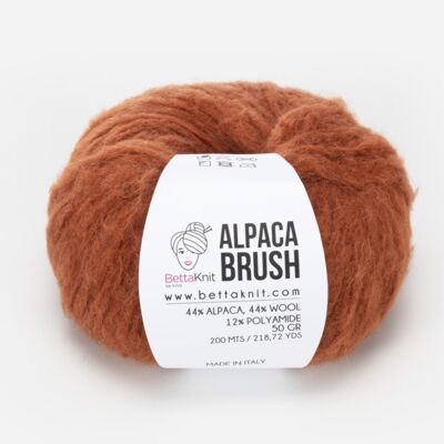 Alpaca Brush, filato in alpaca voluminoso, Brandy