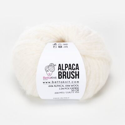 Alpaca Brush, filato in alpaca voluminoso, Milk