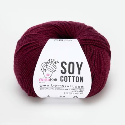 Soy Cotton, filato di cotone e soia, Burgundy