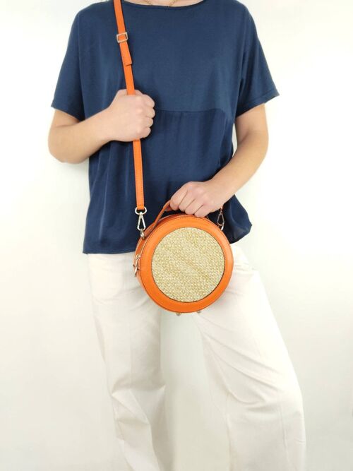 Palmellato leather and straw shoulder bag code 112301
