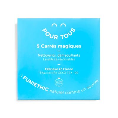 Lingettes "Carrés Magiques" Nettoyantes Démaquillantes Lavables Réutilisables Norme Oeko-Tex 100