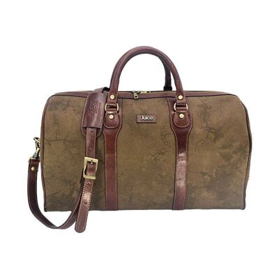Handgepufferte Reisetasche aus Leder und Segeltuch Code 112243