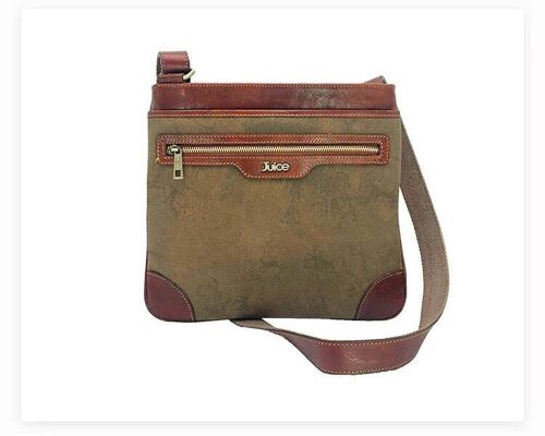 Hand buffered leather and canvas shoulder bag code 112244