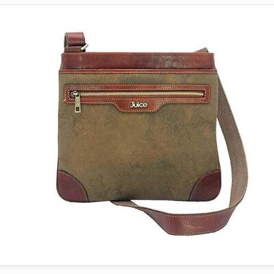 Hand buffered leather and canvas shoulder bag code 112244