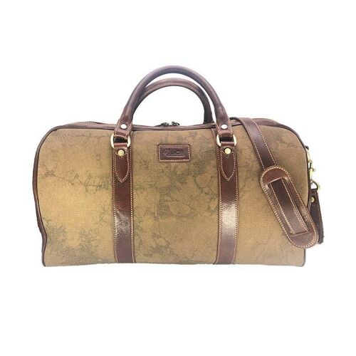 Hand buffered leather and canvas travel bag code 112246