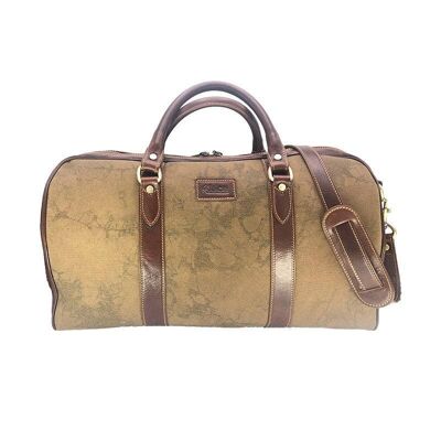 Handgepufferte Reisetasche aus Leder und Canvas Code 112246