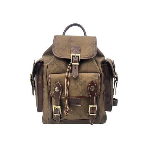 Hand buffered leather and canvas backpack code 112248