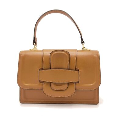 Plain genuine leather handbag art. 112393