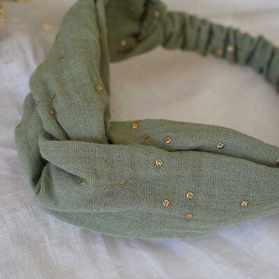 Children's Mila Headband Sage Green and Gold