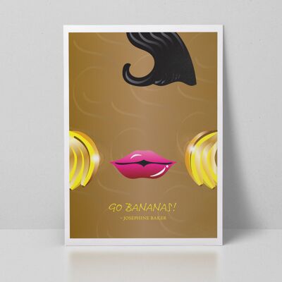 Josephine Baker geht Bananen A3 Kunstdruck