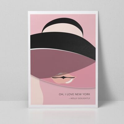 Holly Golightly Loves New York  A3 Art Print