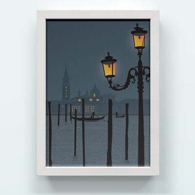 Lámina artística Venecia de noche A4