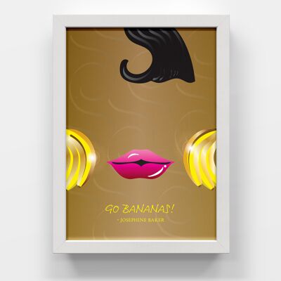 Josephine Baker geht Bananen A4 Kunstdruck