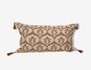 Housse de coussin ottoman style ikat beige / ocre havane - 30 x 50 1