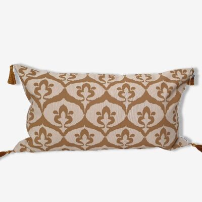 Ottoman cushion cover beige ikat style / havana ocher - 30 x 50