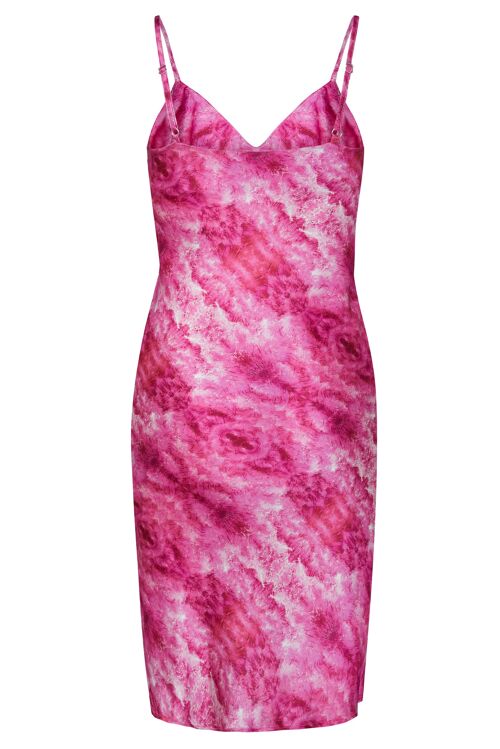 Pink Bright 100% Silk Slip Midi Dress