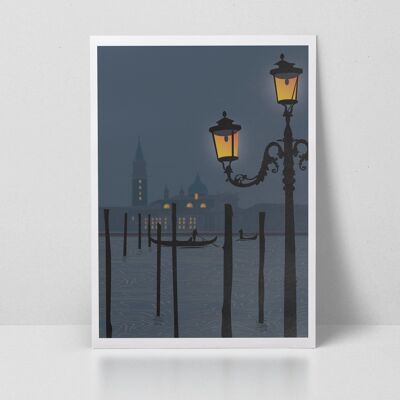 Venedig bei Nacht A3 Kunstdruck