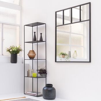 Miroir verrière compartimentée en métal noir 90 x 120 cm - Bricklane - intérieur/extérieur 2