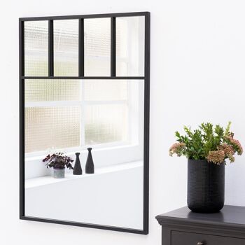 Miroir verrière compartimentée en métal noir 90 x 120 cm - Bricklane - intérieur/extérieur 3