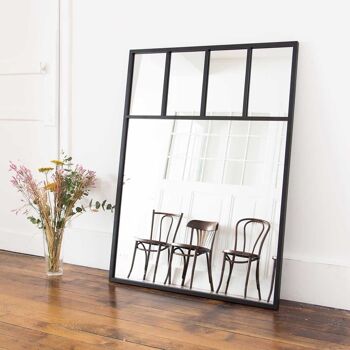 Miroir verrière compartimentée en métal noir 90 x 120 cm - Bricklane - intérieur/extérieur 4