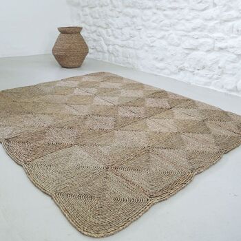 Tapis rectangulaire en fibres naturelles de mendong 150 x 180 cm - Sumba 3