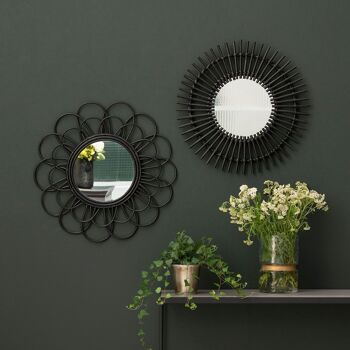 Miroir en rotin forme fleur noir 60 cm - Moka 3