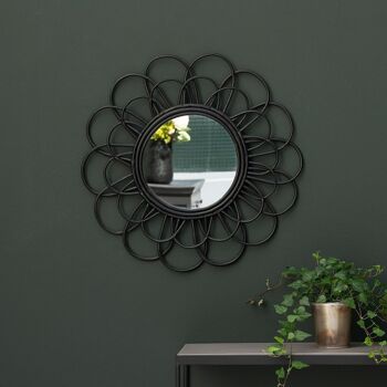 Miroir en rotin forme fleur noir 60 cm - Moka 4
