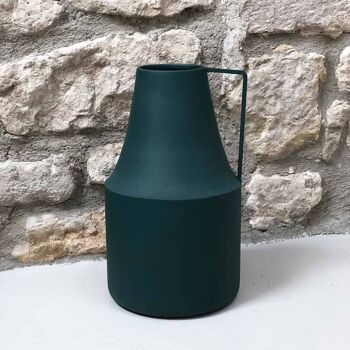 Vase pot à lait en métal vert forêt H38 cm - Tosca 4