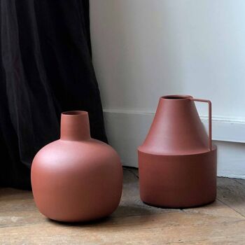 Vase pot à lait en métal terracotta H24,5 cm - Tosca 1