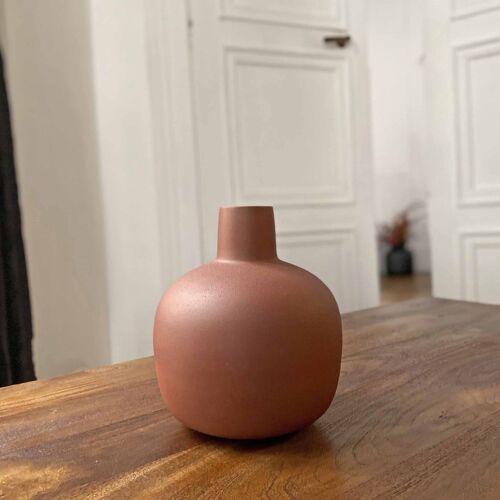 Vase bonbonne en métal terracotta H23,5 cm - Tosca