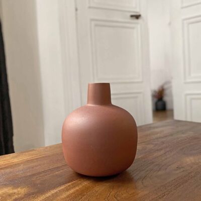 Vase bonbonne en métal terracotta H23,5 cm - Tosca
