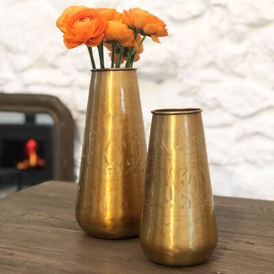 Vase cylindrique en aluminium doré H26 cm - Jaya