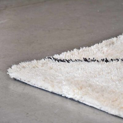 Tapis esprit berbère 100% laine écru à motifs charbon tissé main 200 x 300 cm