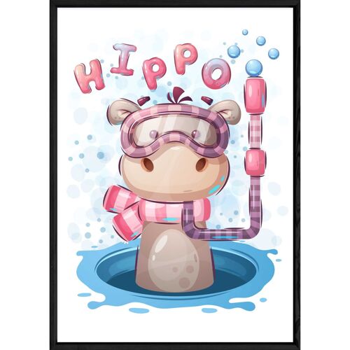 Tableau animal hippopotame – 23x32 4268